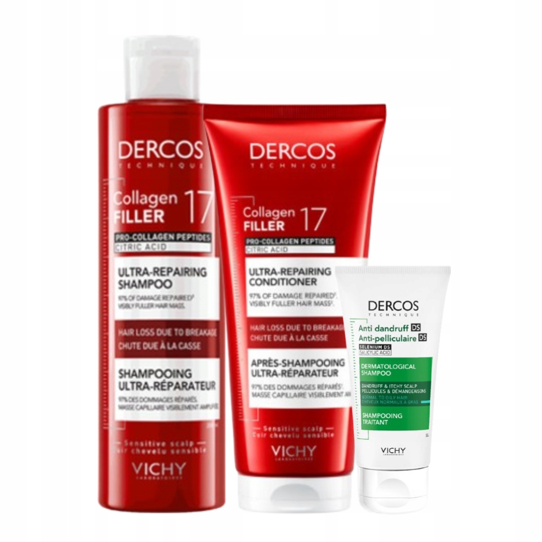 Vichy Dercos Collagen Filler 17 Szampon+Odżywka Ultra-Regenerujące 2x200ml