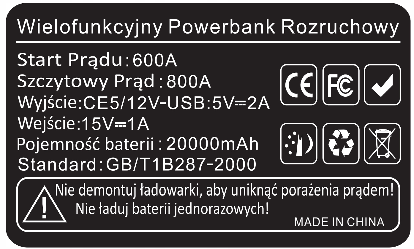 POWER BANK JUMP STARTER ROZRUCH BOOSTER LATARKA 20000mAh +KLEMY Model Rilbstix-CMCC00002