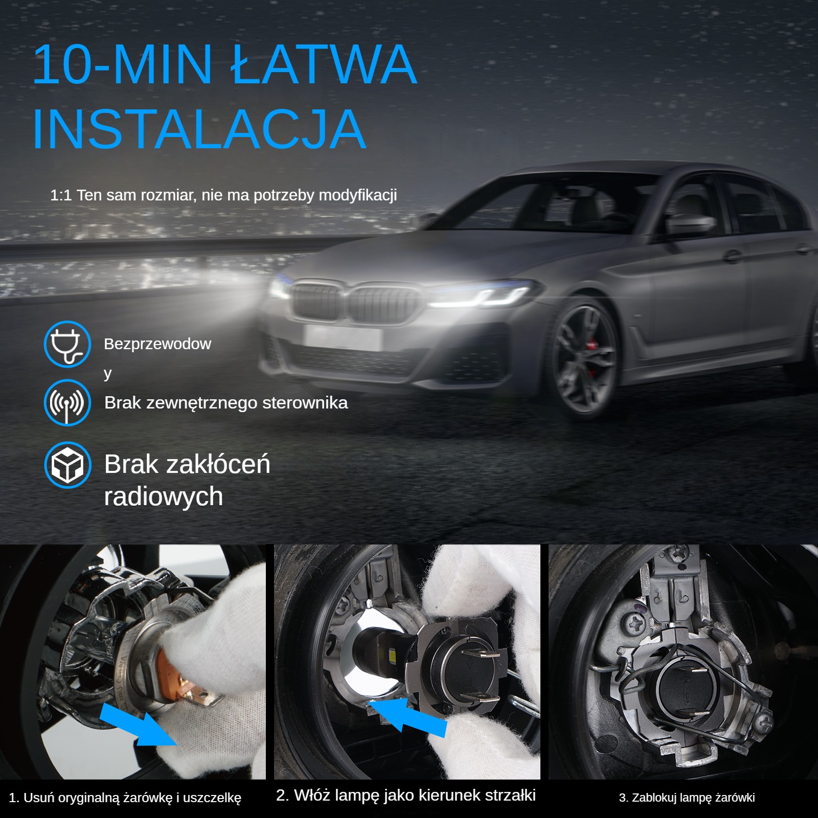 Żarówki H4 LED 2x ŻARÓWKA canbus 1:1 MOCNE 6000K XENO WHITE N GENERACJA CSP Model H4 PREMIUM CHIP LED