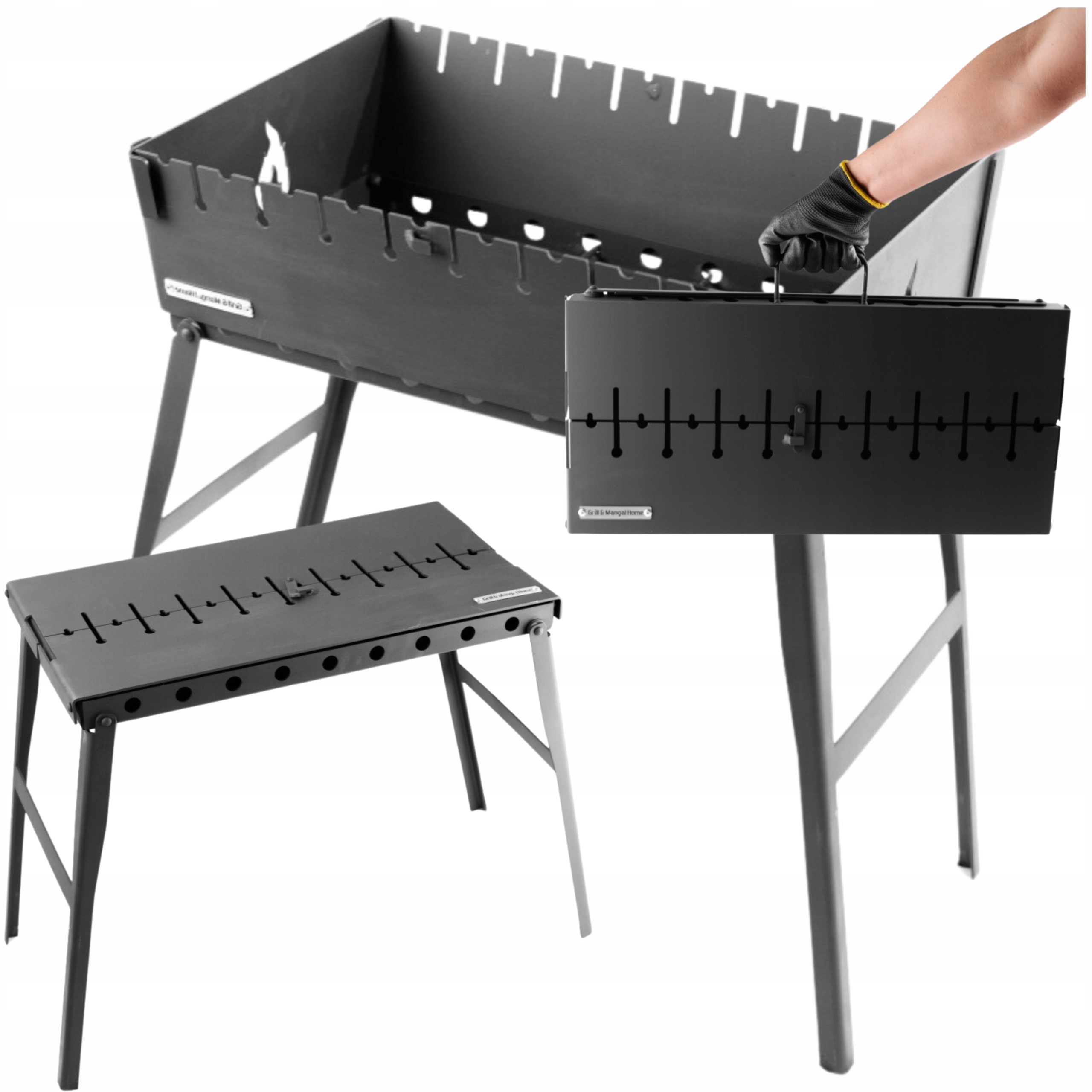 Mangal Grill Walizka Na 10 Szpikulców Etui Węglowy Składany Metalowy 3 mm