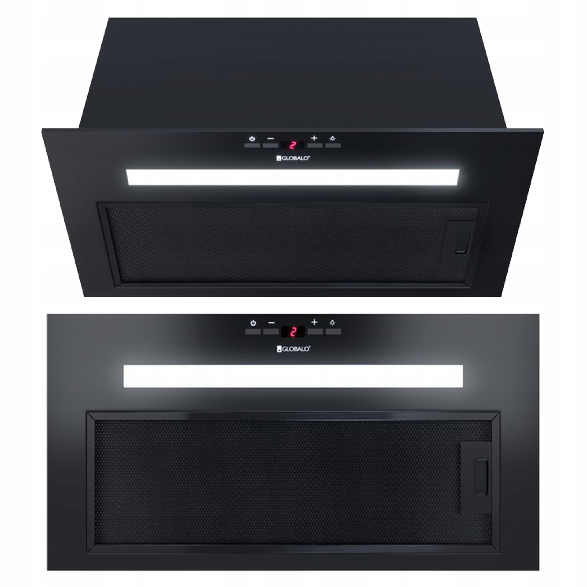 OKAP PODSZAFKOWY 60 CM CZARNY GLOBALO AGENDERO 60.2 BLACK PASEK LED FILTR