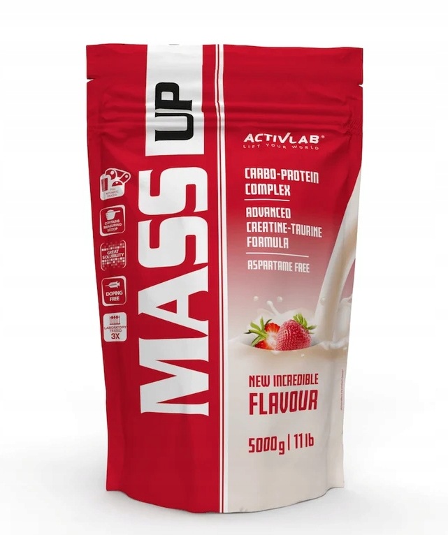 Activlab Mass Up Gainer 5000 g Strawberry Svalová hmota Doplněk Stravy Gainer