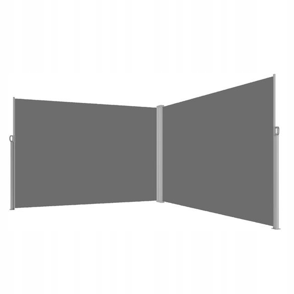 Rohová bočná markíza na terasu Luaro, rolovací paraván 180 x 620 cm, šedá