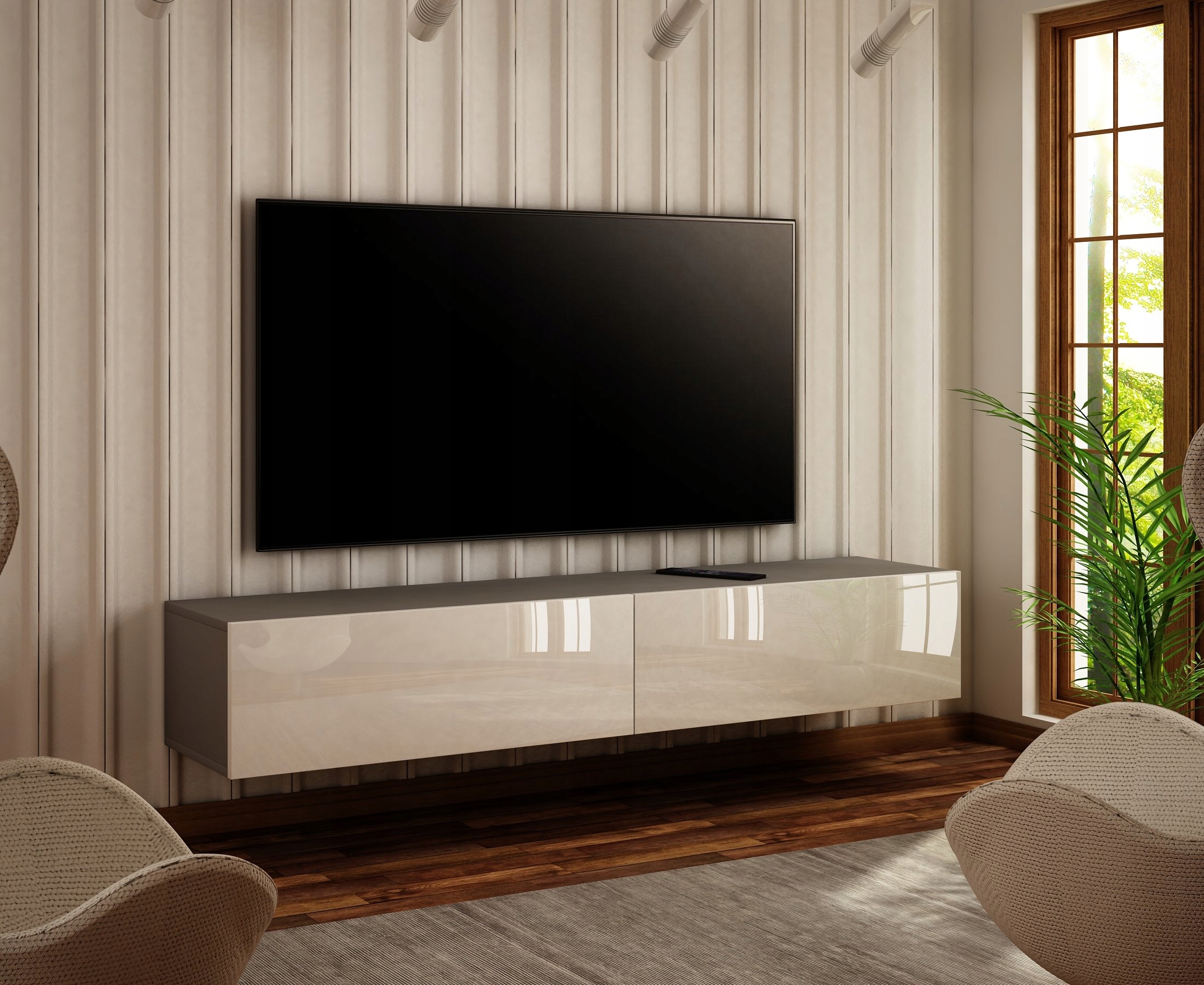 SZAFKA WISZĄCA RTV 140 CM POŁYSK, PROMOCJA!! Głębokość mebla 35 cm