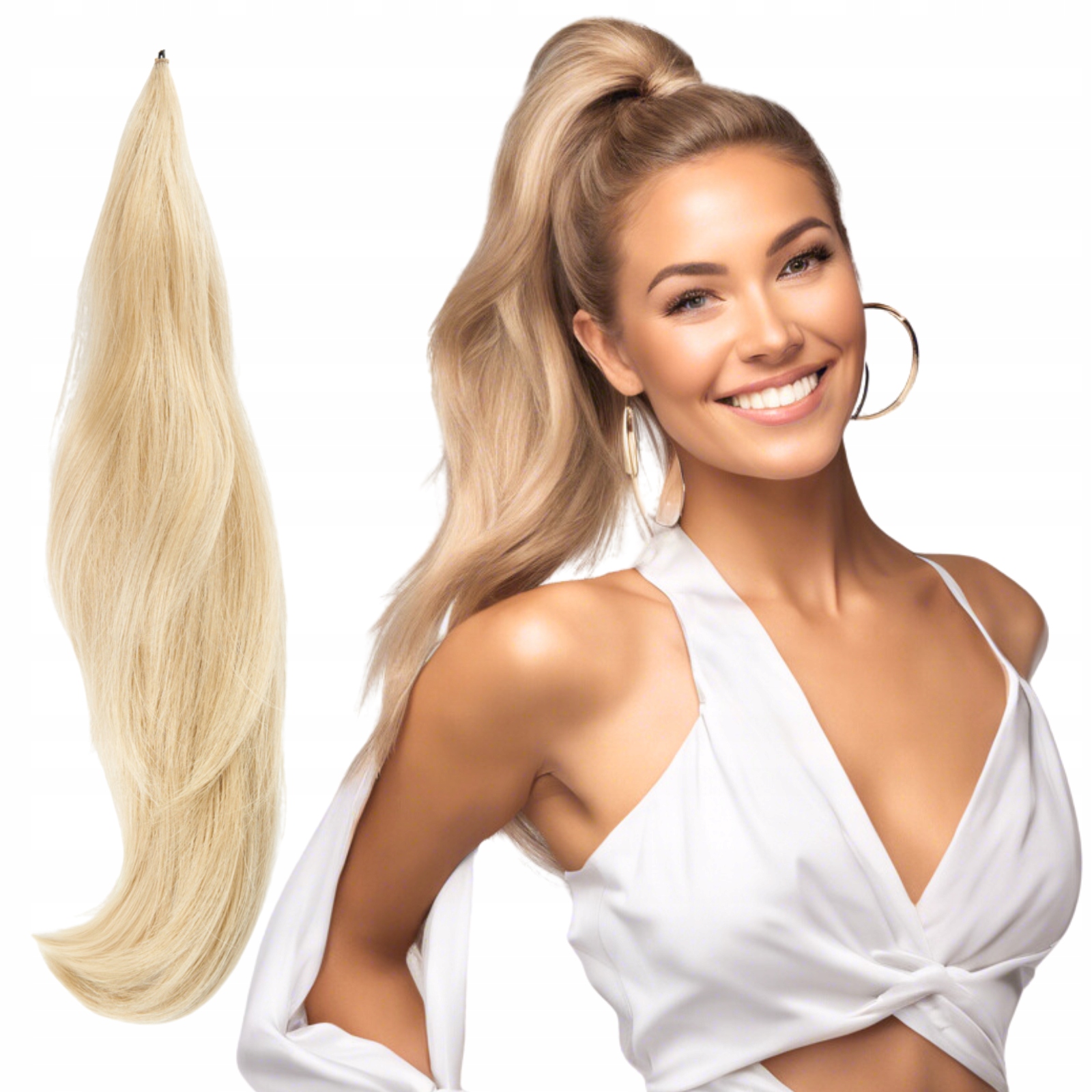 Rychlý připínací culík 75 cm #R613/24 Pískový blond drátek umělé vlasy