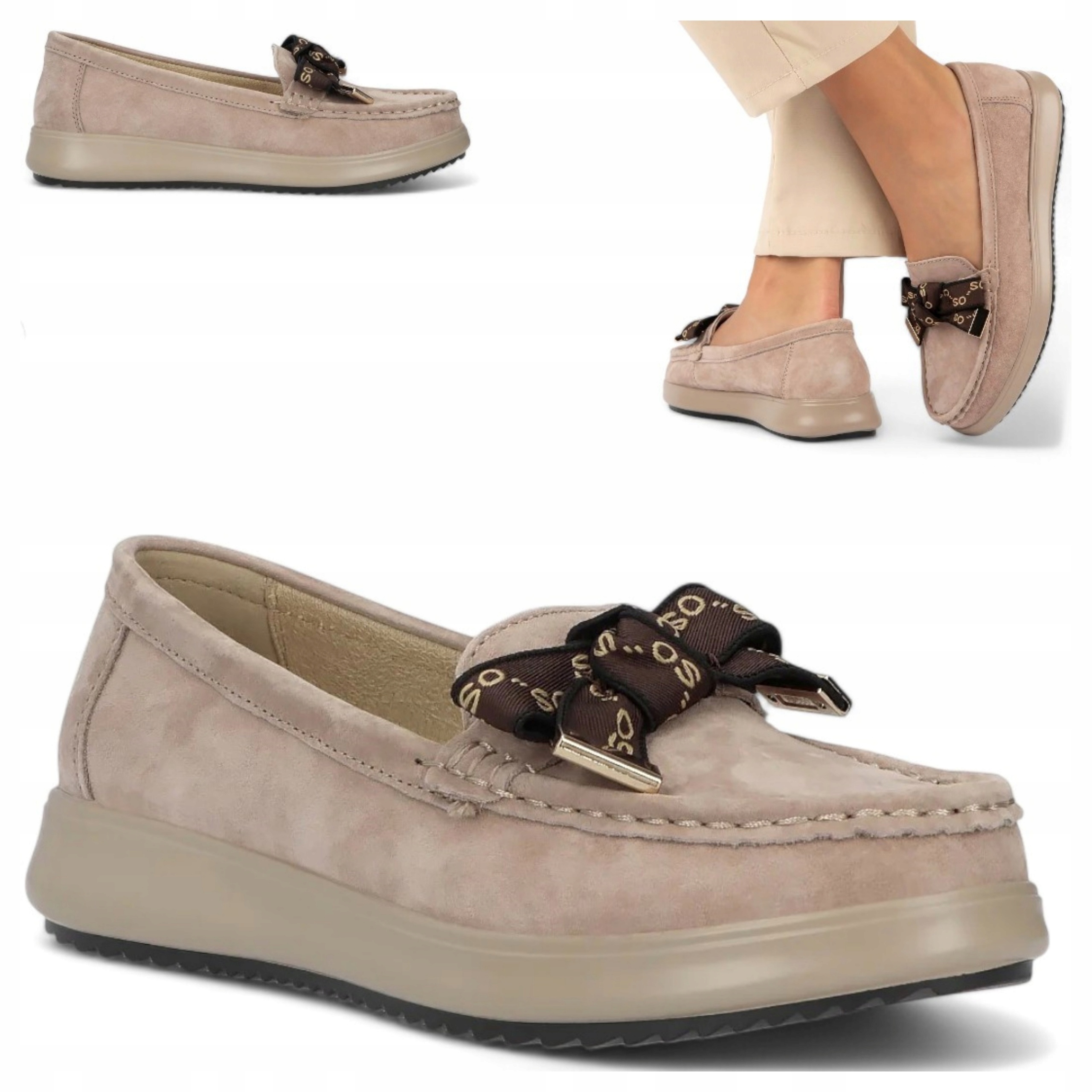 Mokasíny polobotky Kožené lordsy 37 Filippo pohodlné béžové semišové módní