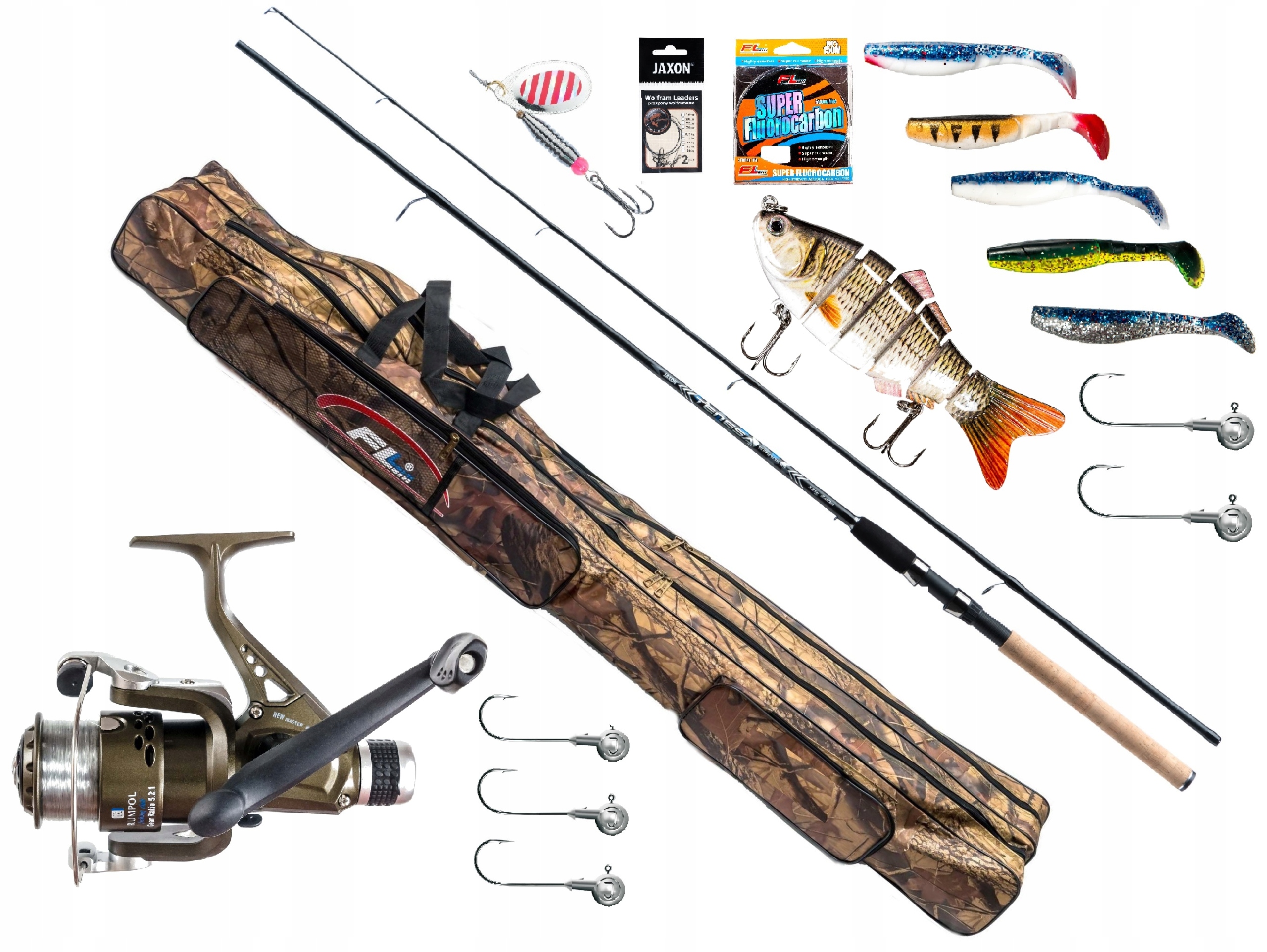 Zestaw Na Szczupaka Wędka Spinning Jaxon Kołowrotek Torba Żyłka