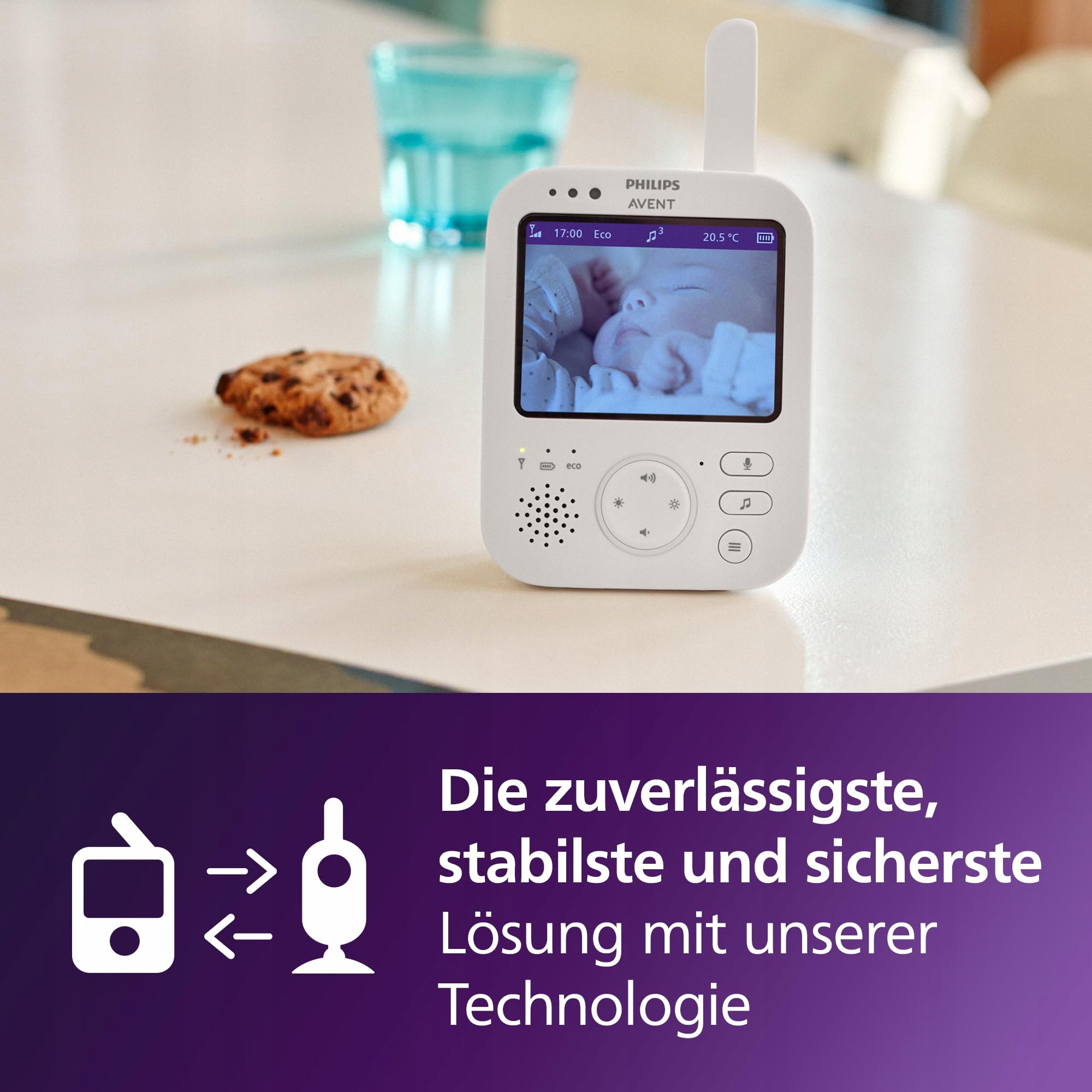 PHILIPS Avent Niania Elektroniczna Kamera 35" Zoom Termometr Nocny Widz — miniatura 3