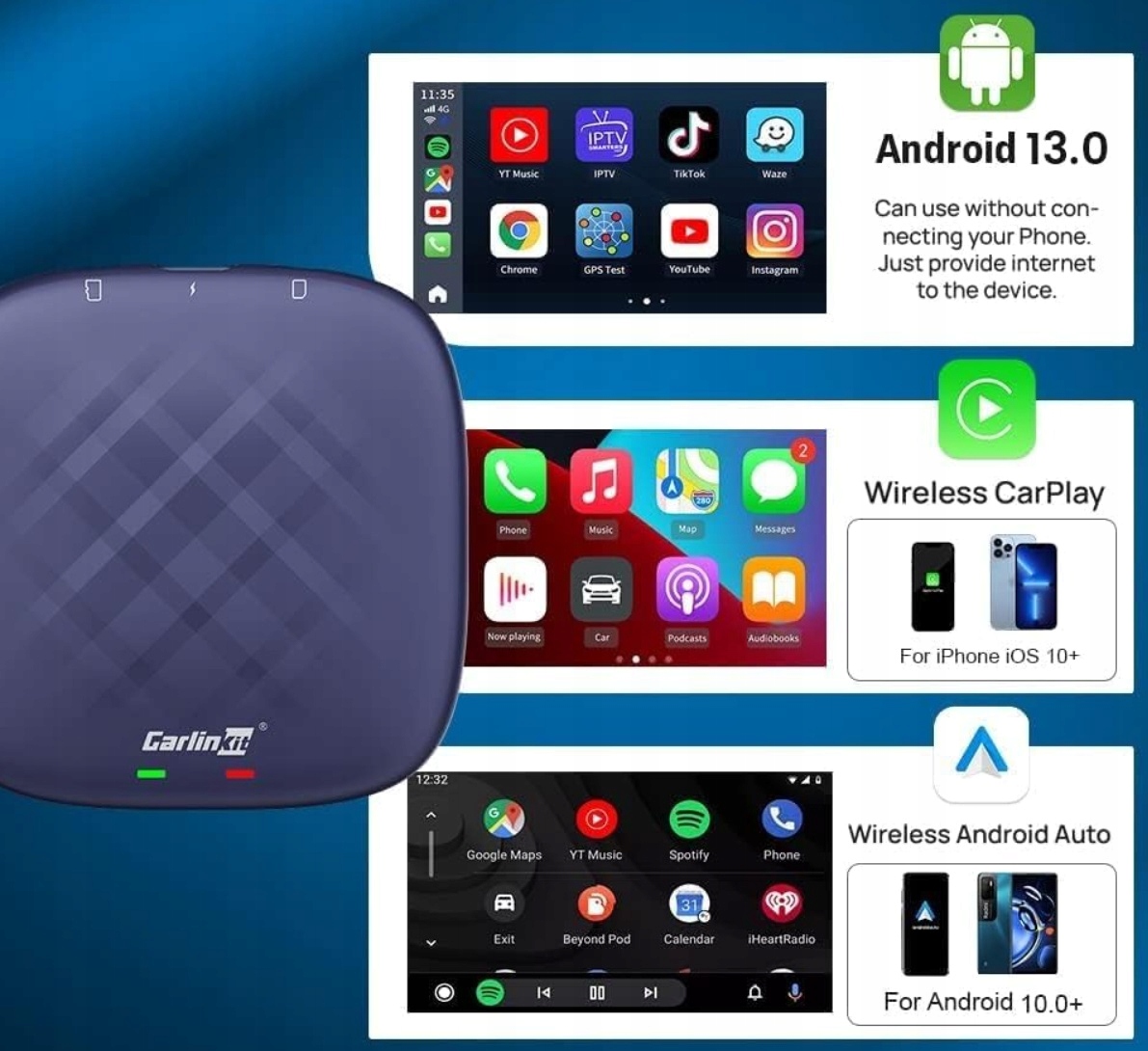 Carlinkit Tbox Plus Android 13.0 - 4G/64G Bezprzewodowy Apple