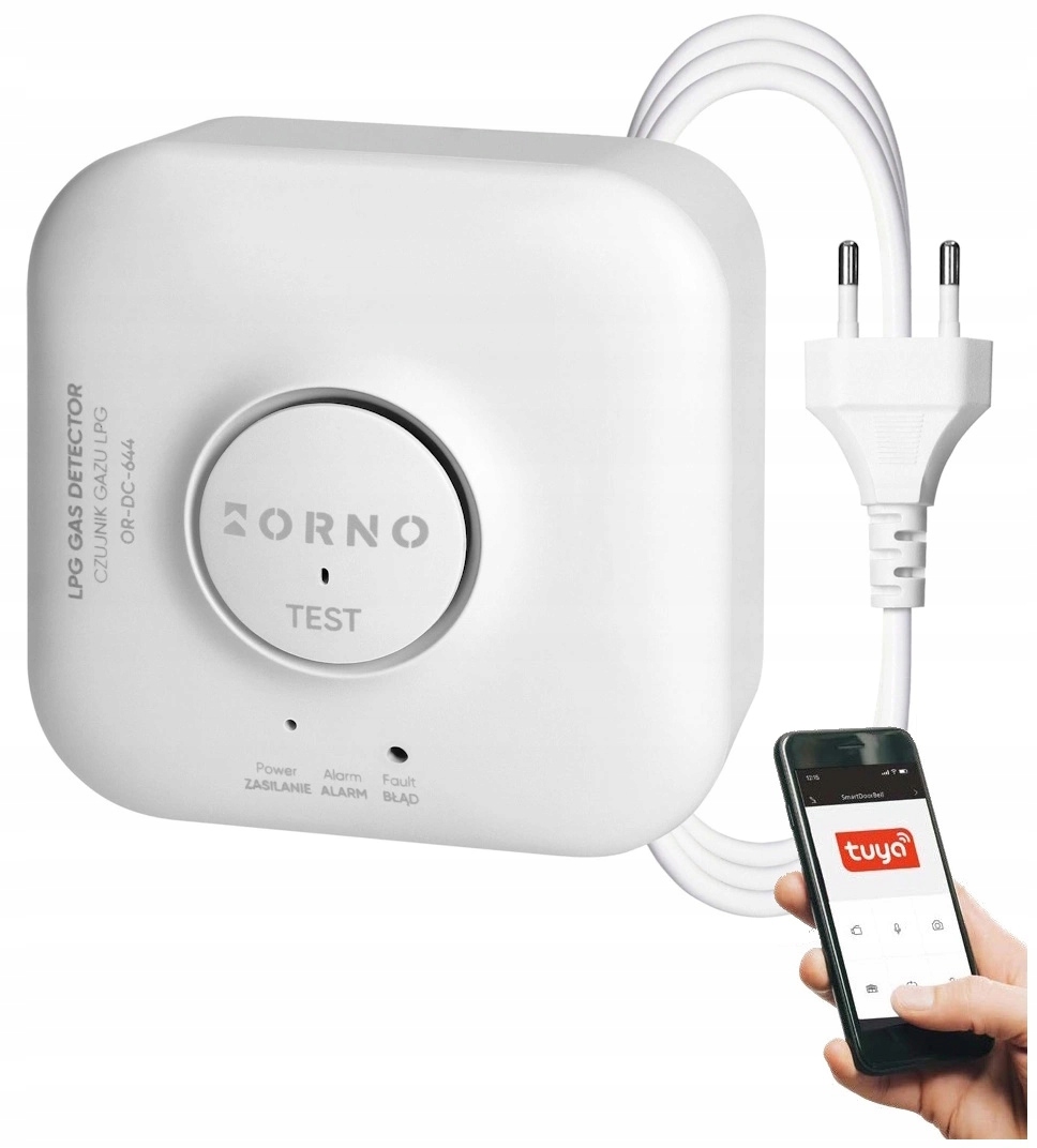 Detektor Plynu Lpg Detektor 230V Kabelové ovládání Tuya Wi-Fi Bluetooth