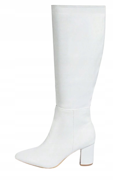 DAMSKIE KOZAKI BIAŁE NA OBCASIE SŁUPKU 39,5 ŁJA