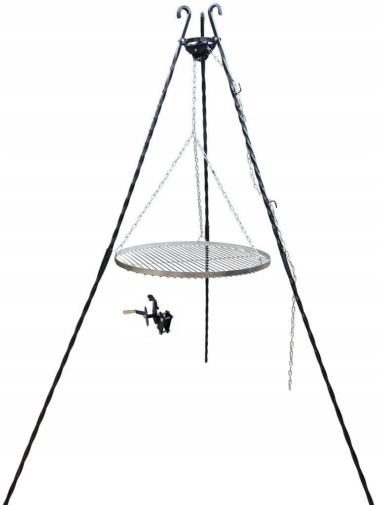 Zahradní gril 180 cm nerezový rošt 80 cm naviják
