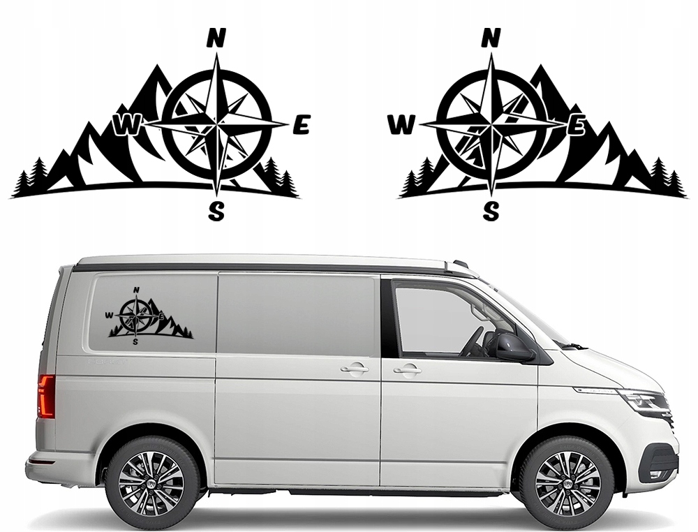 

2x Naklejka na auto kamper Góry Kompas 16x25