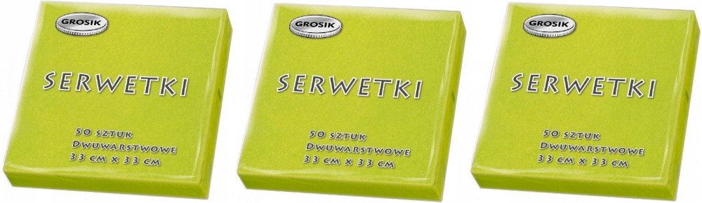 

Serwetki 33x33 cm 150 sztuk trójpak limonkowe