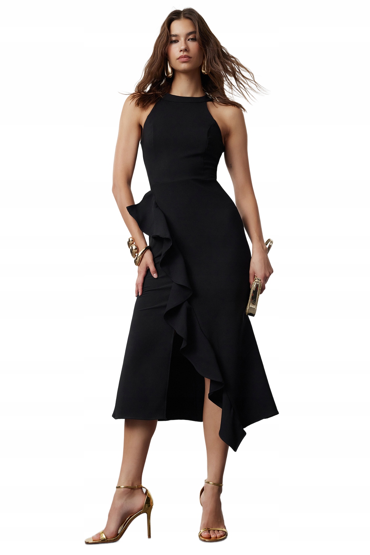 Trendyol Černé Šaty Halter Bez Rukávů 34 6EA