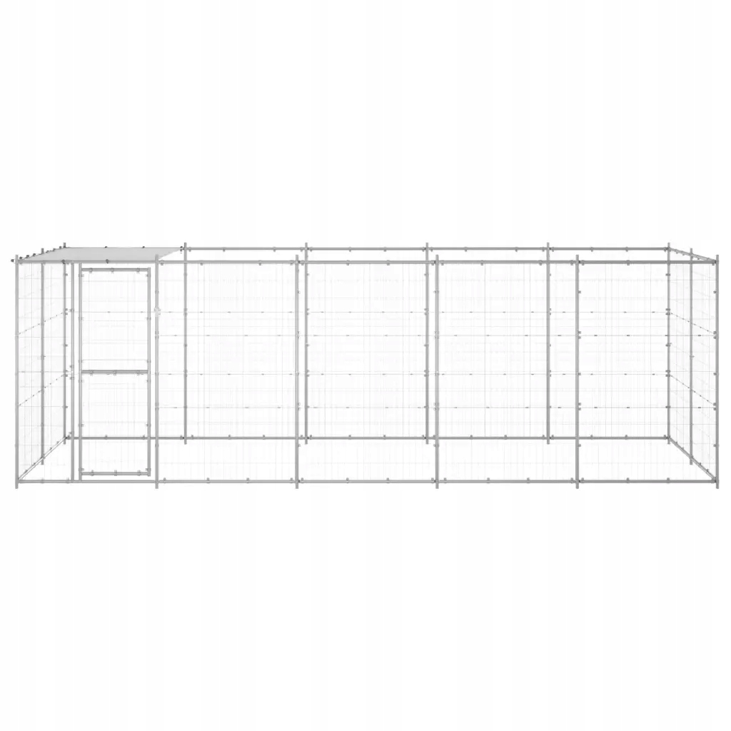 Levně vidaXL Kotec pro psa s krytem, ocel, 12,1 m²