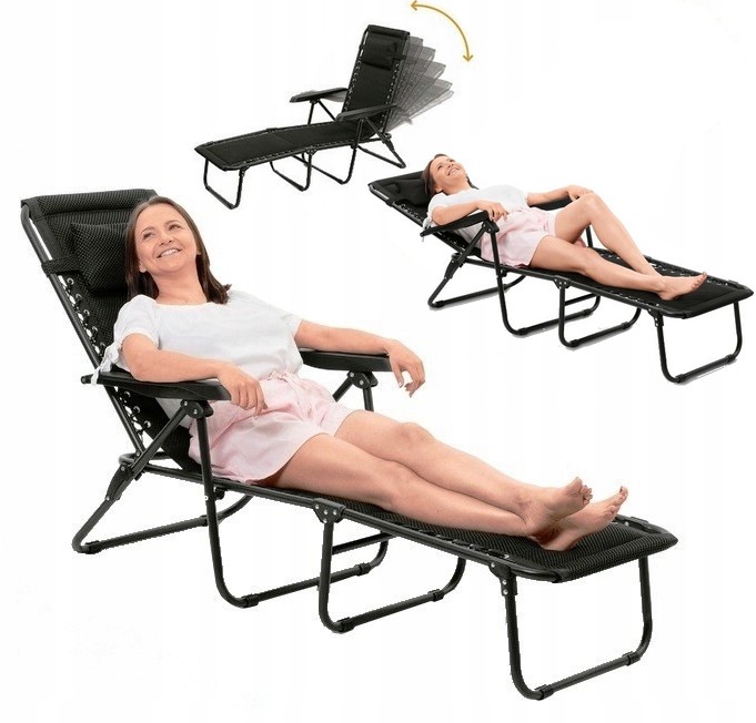 Leżanka Leżak Ogrodowy Lóżko Składane Duże Turystyczne na Plaże 63x182x55cm