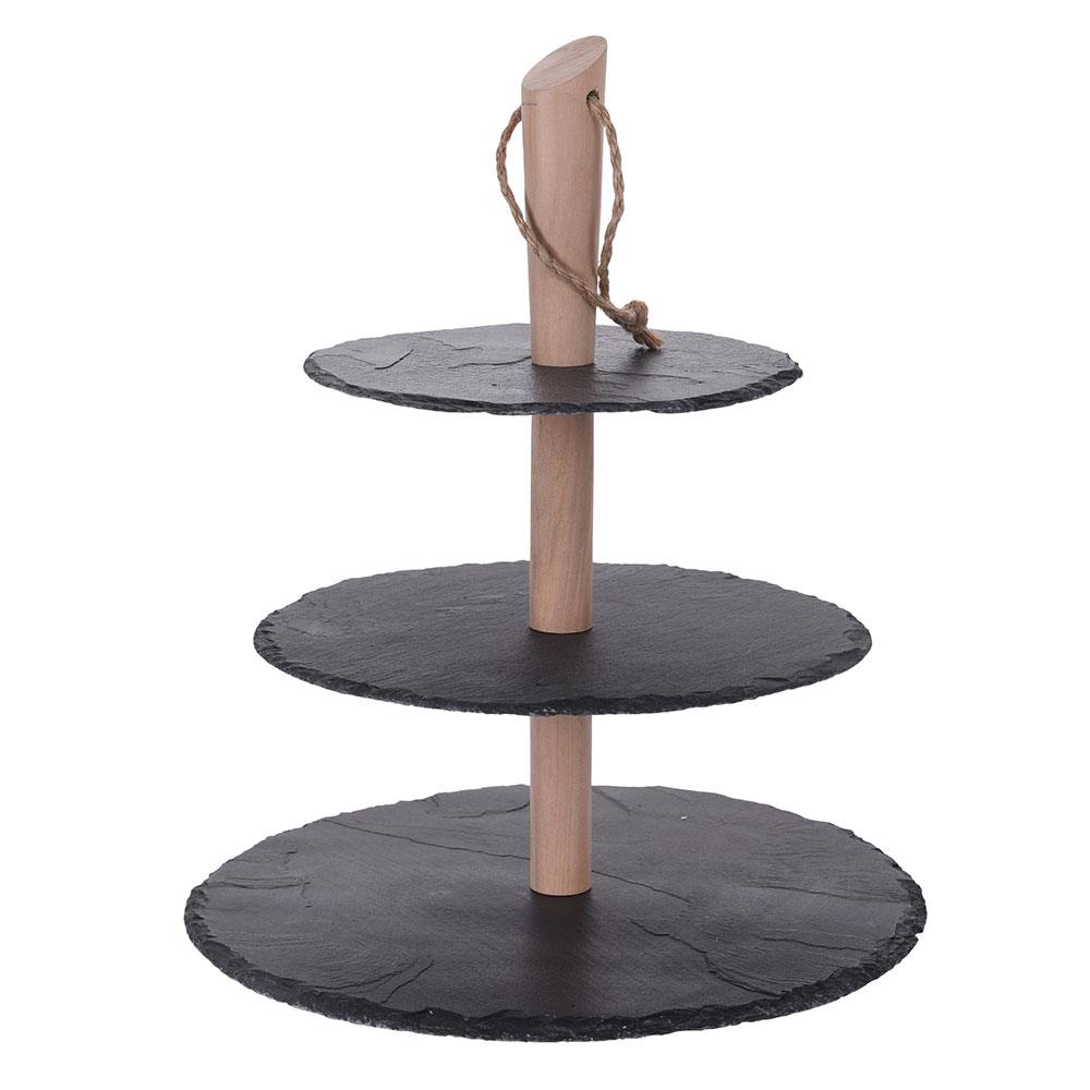 

Piętrowa Patera na Ciasto Owoce Łupkowa 36cm Loft