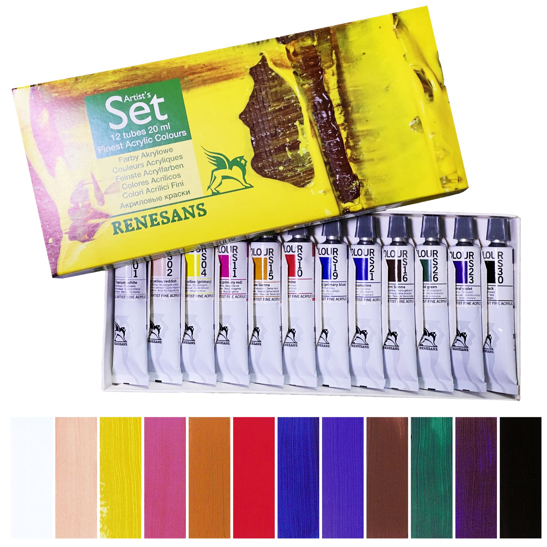 Sada 12 Akrylových Barev v tubách umělecký set Renesans 12 x 20ml