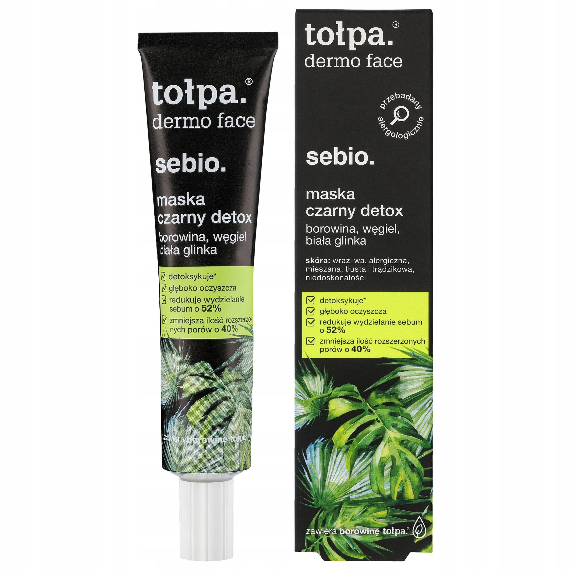 TOŁPA Dermo Face Sebio Maska do twarzy - Czarny Detox 40 ml