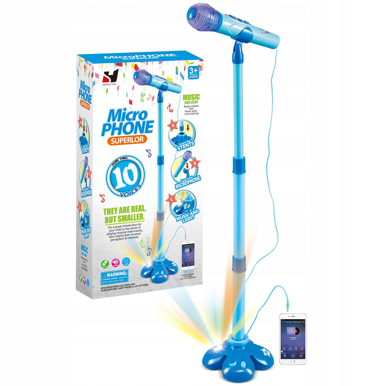 MIKROFON ZE ŚWIATŁEM I DŹWIĘKIEM Trifox