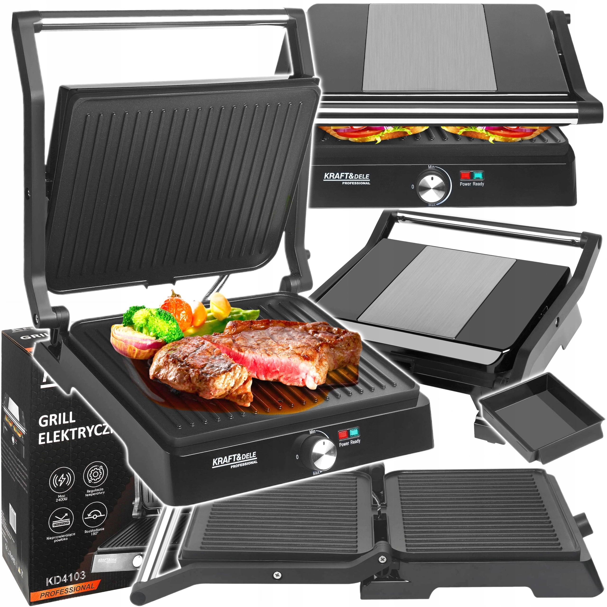 Výkonný Elektrický Gril 2400 W Kraft&dele Pro Sendviče Panini Sendvičovač Toustovač