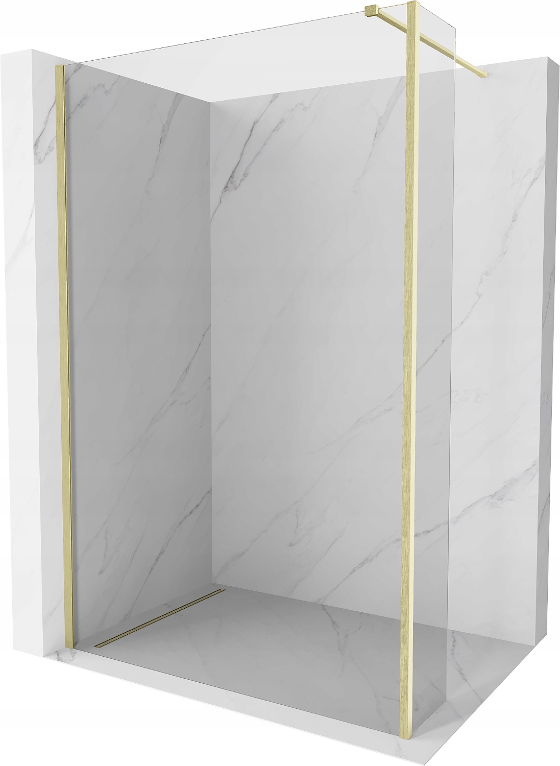 Mexen Kioto Ścianka Prysznicowa Walk-in 100X30 CM Transparent Złota