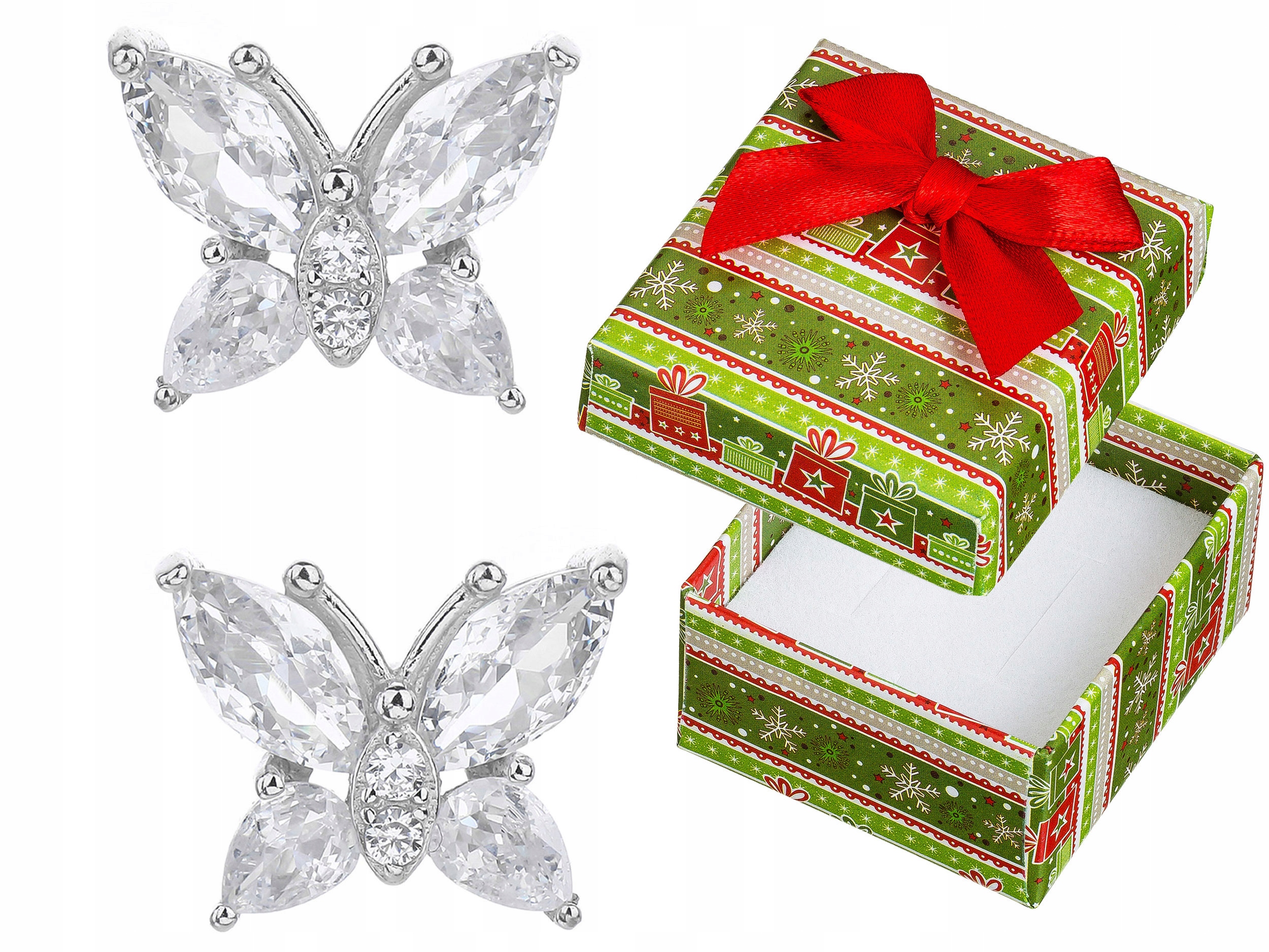 Stříbrné Náušnice Šroubky Motýlci s rhodiovanými zirkony Motýlci Stříbro 925