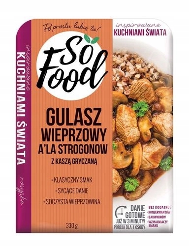Levně 4x So Food Vepřový guláš a'la strogonow s pohankovou kaší 330 g