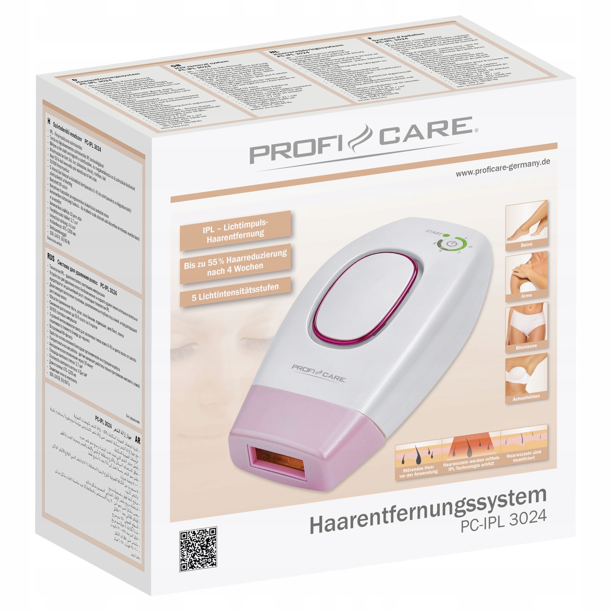 DEPILATOR LASEROWY IPL ProfiCare PC-IPL 3024 Waga produktu 0.85 kg