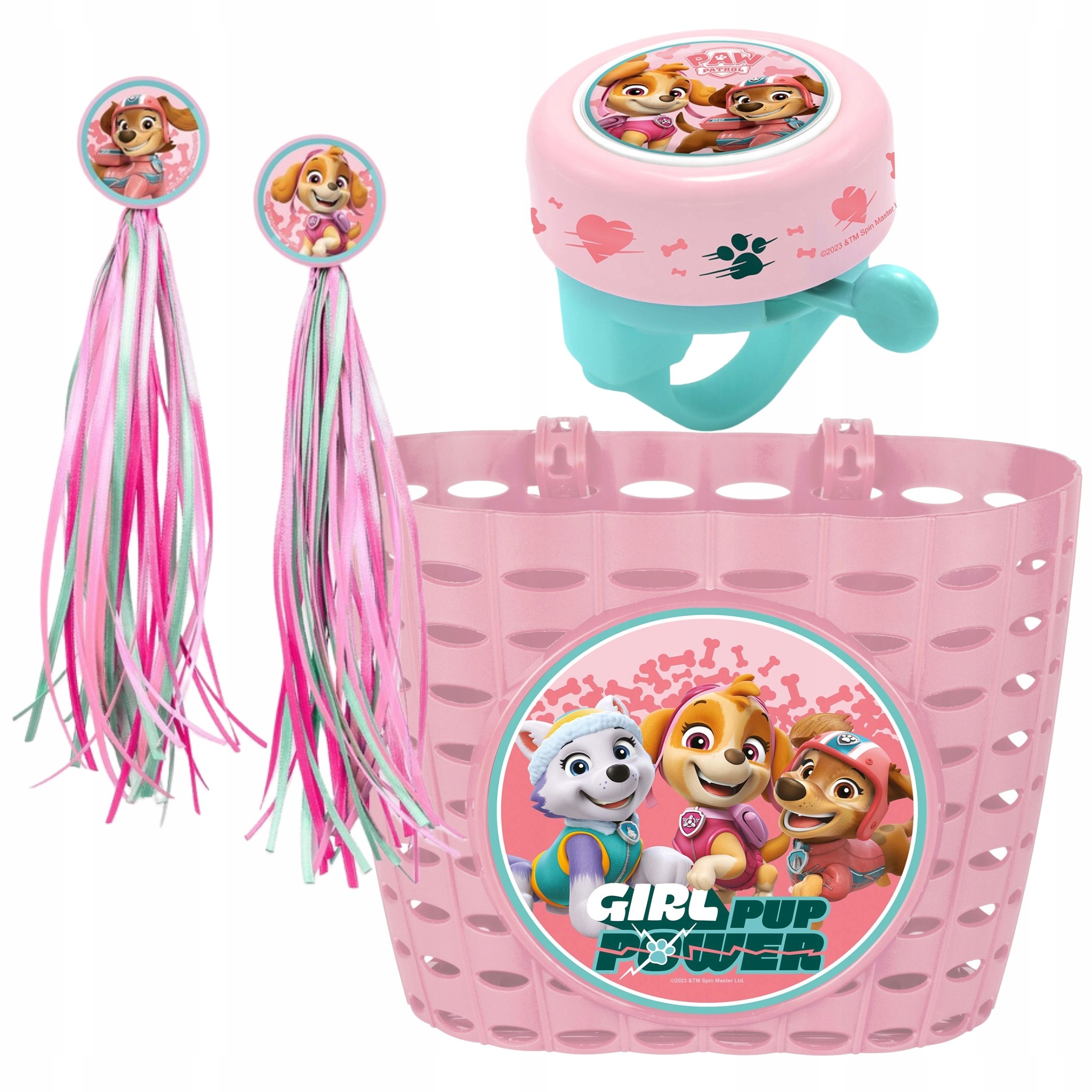 Zestaw Psi Patrol Skye Koszyk Wstążki Dzwonek Dla Dzieci Na Rower