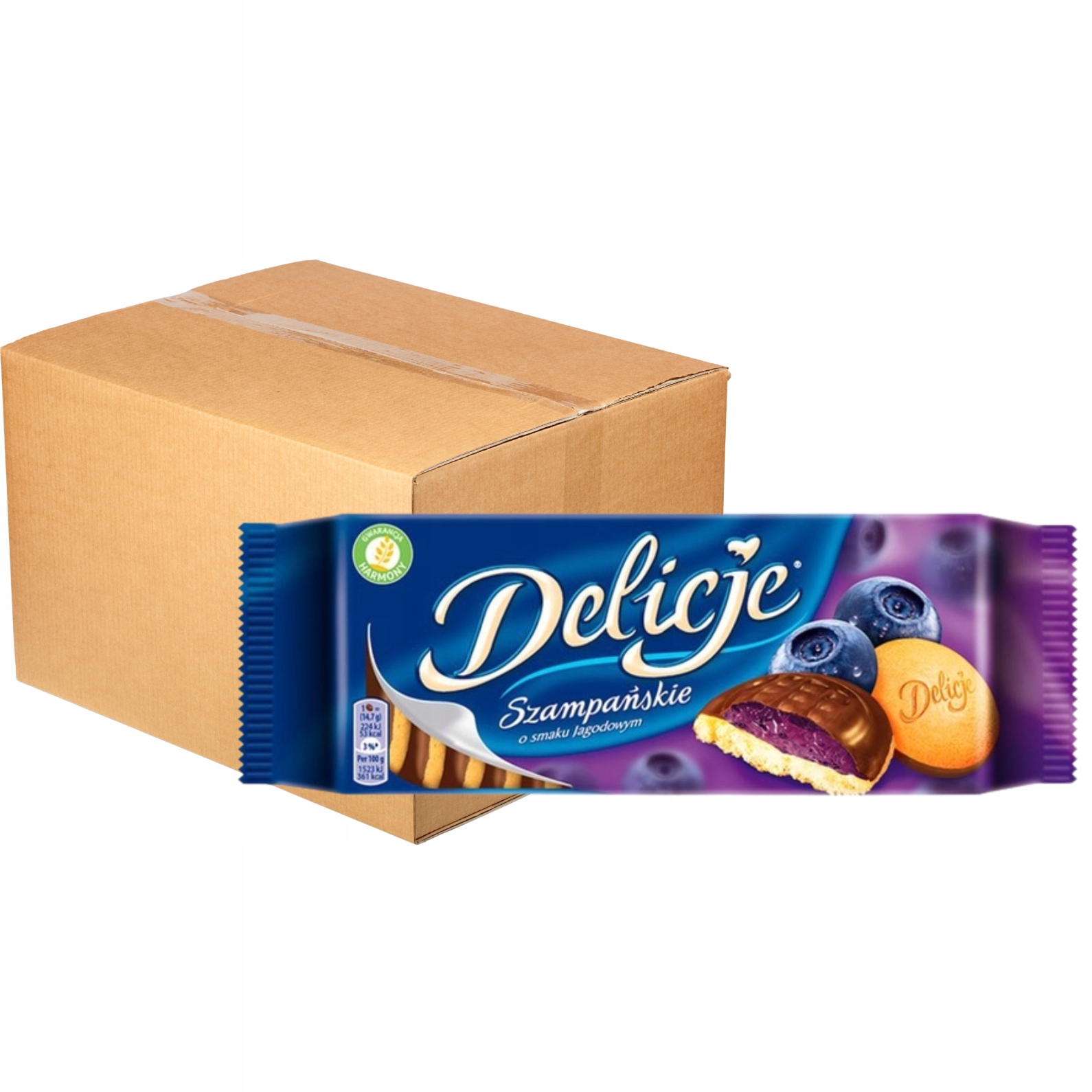 Delicje Szampańskie Biszkopty z galaretką o smaku jagodowym 147 g x 24 szt