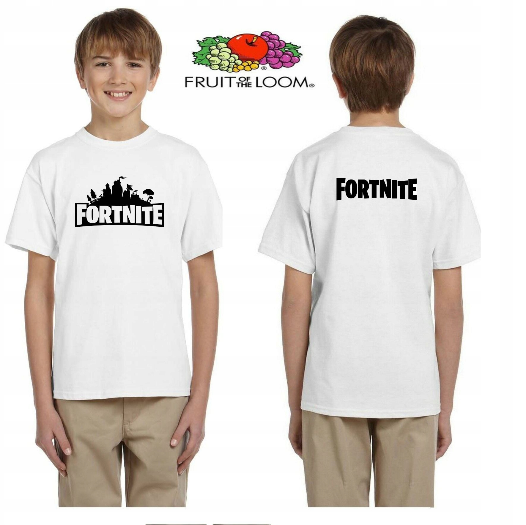 

Koszulka biała nadruk Fortnite przód+tył