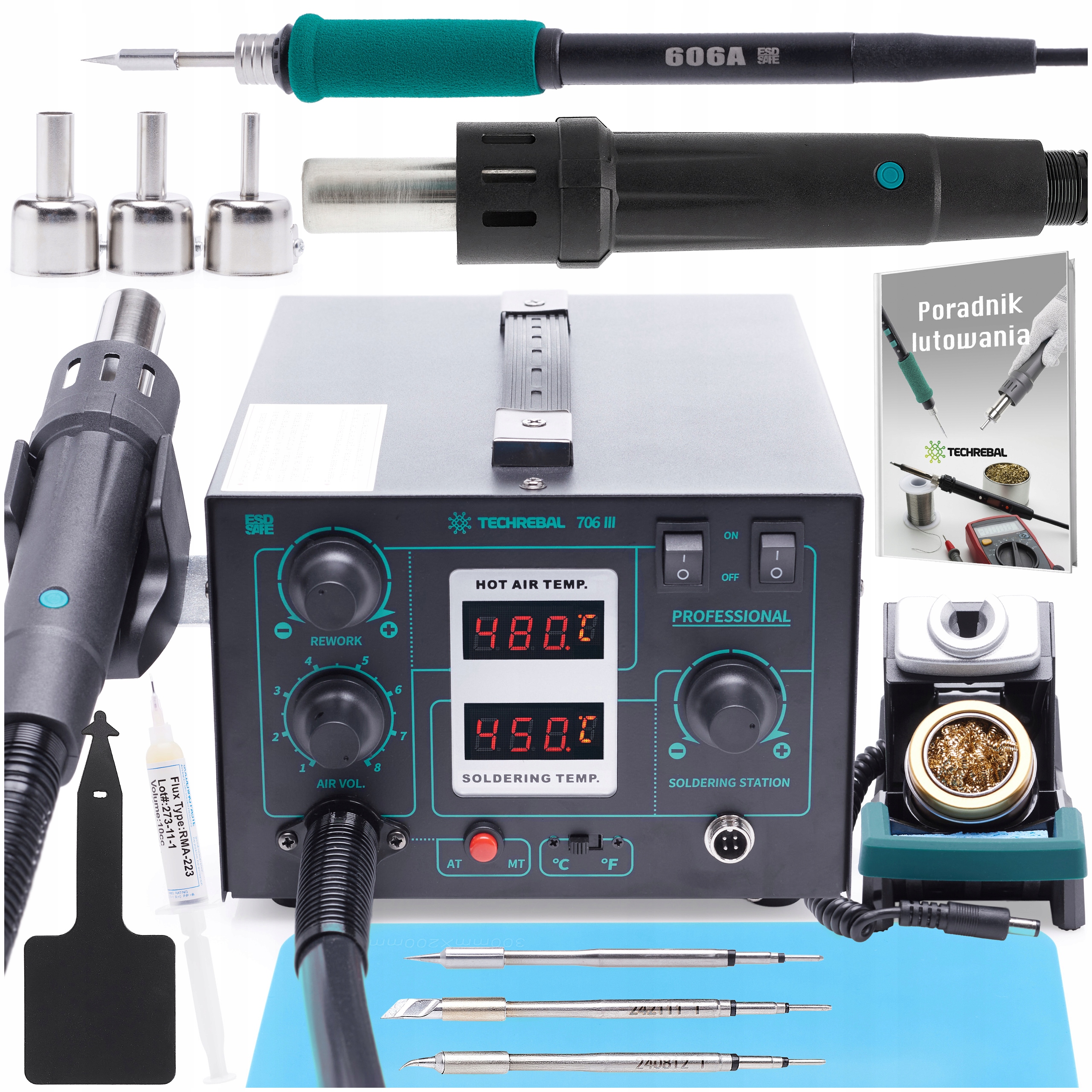 Přesná výkonná Pájecí Stanice 2V1 Hotair 3xGROT C245 Techrebal 706 III