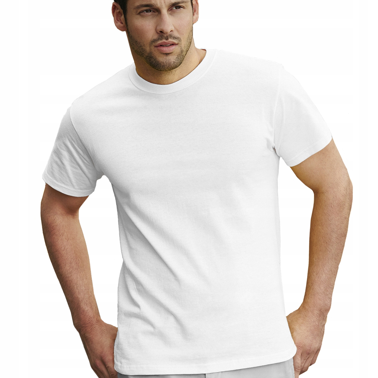 Fruit of The Loom - GRUBY T-shirt Koszulka PREMIUM 195g ringspun white 3XL