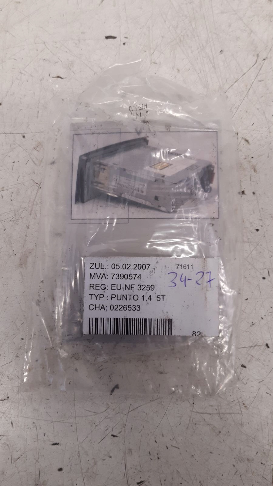 control unit computer of the engine PIN Fiat Grande Punto 1,4 8V