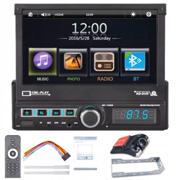 

Radio Samochodowe 1DIN 7'BT Usb Aut Wysuwany+dvr