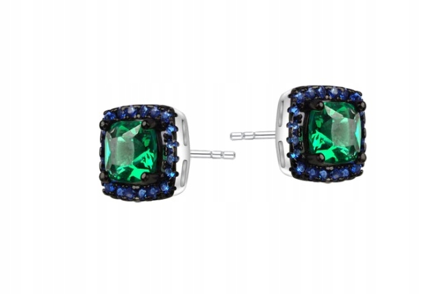 Kolczyki Srebrne Zielone Cyrkonie KS53109 Verona Jewellery
