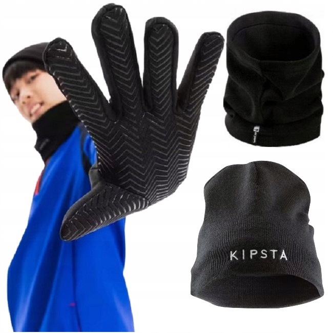 Termoaktywny Komplet Do Piłki Nożnej Rękawiczki Czapka Komin Dla Dzieci