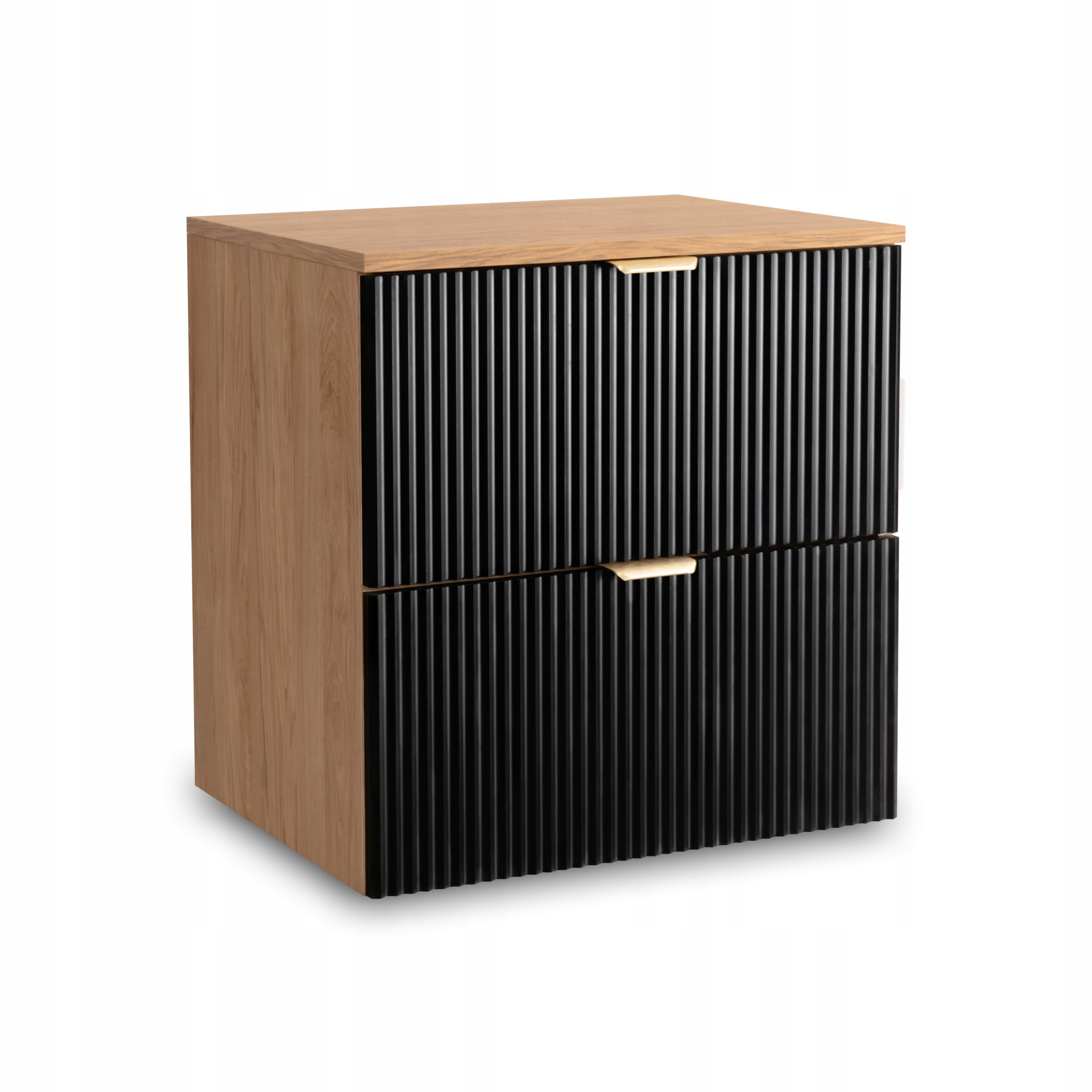 Skříňka pod umyvadlo 60 cm Černá/Ořech 2 rýhované zásuvky Willy
