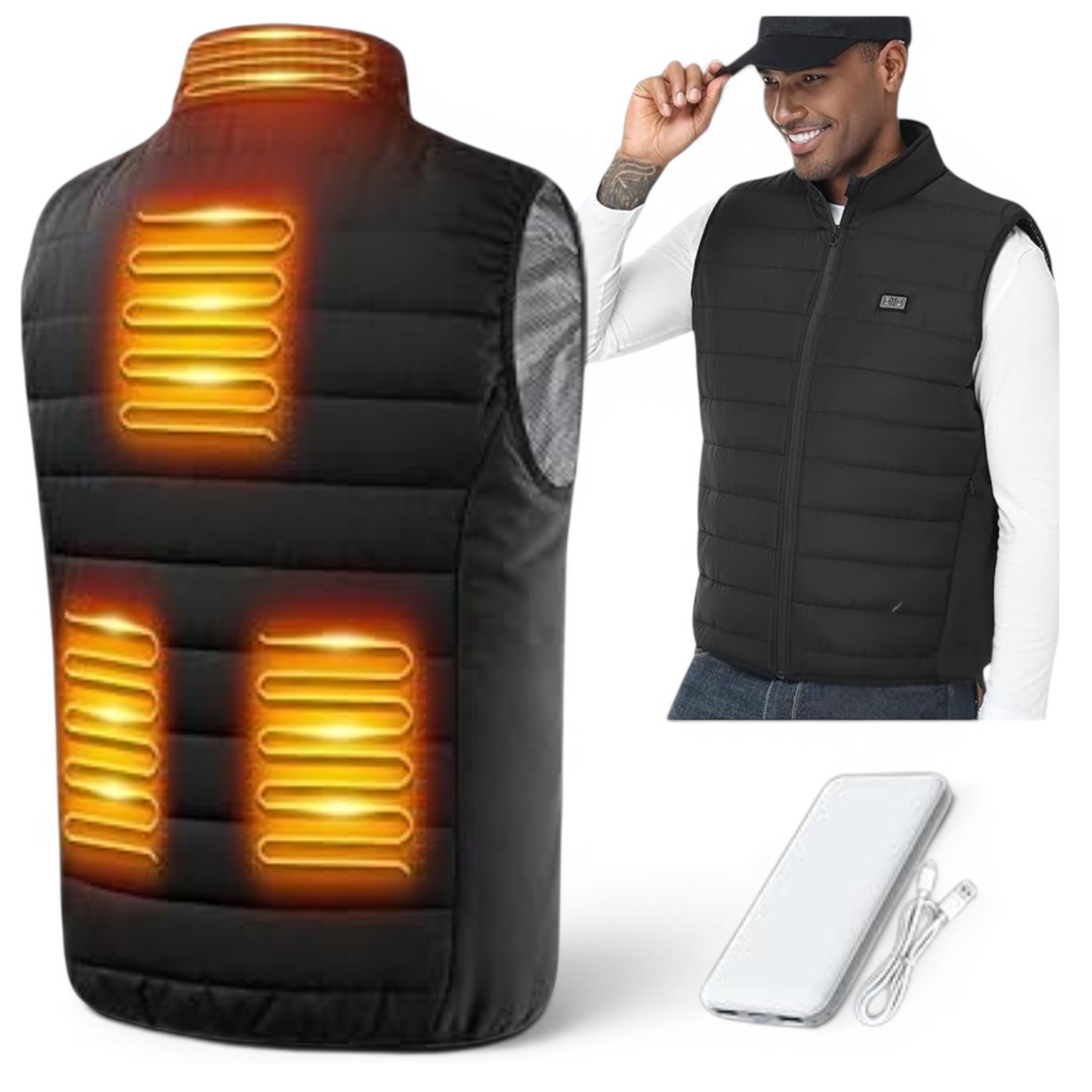 Pánská Elektrická Vyhřívaná Vesta Usb Bunda Bez Rukávů Zimní Vyhřívací 3XL