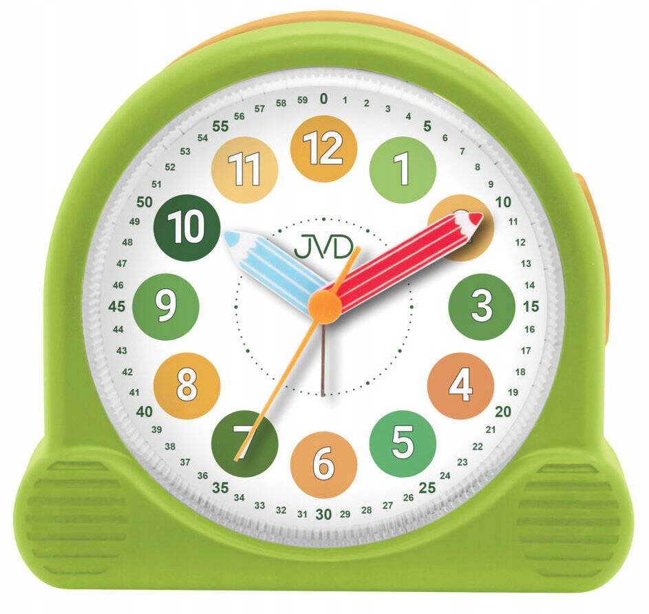 ZIELONY CZYTELNY BUDZIK DZIECIĘCY JVD SRP160.2 CICHY MECHANIZM PODŚWIETLENI