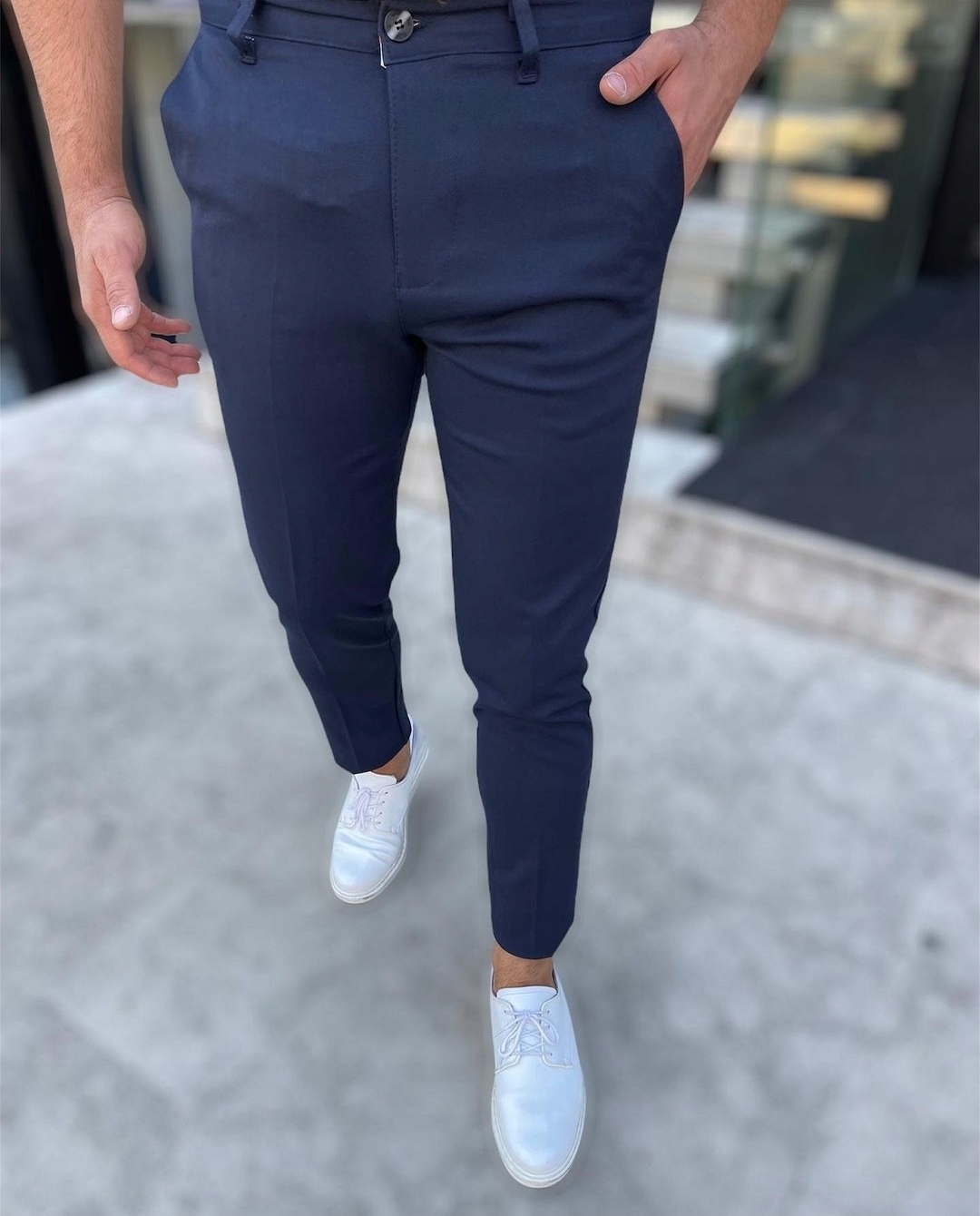 Spodnie granatowe chinosy DJ-18 r. 42