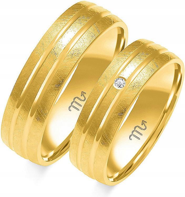 Zlaté snubní prsteny se zirkonem pro pár 585, 20 21 22, prstýnek prsten, styl