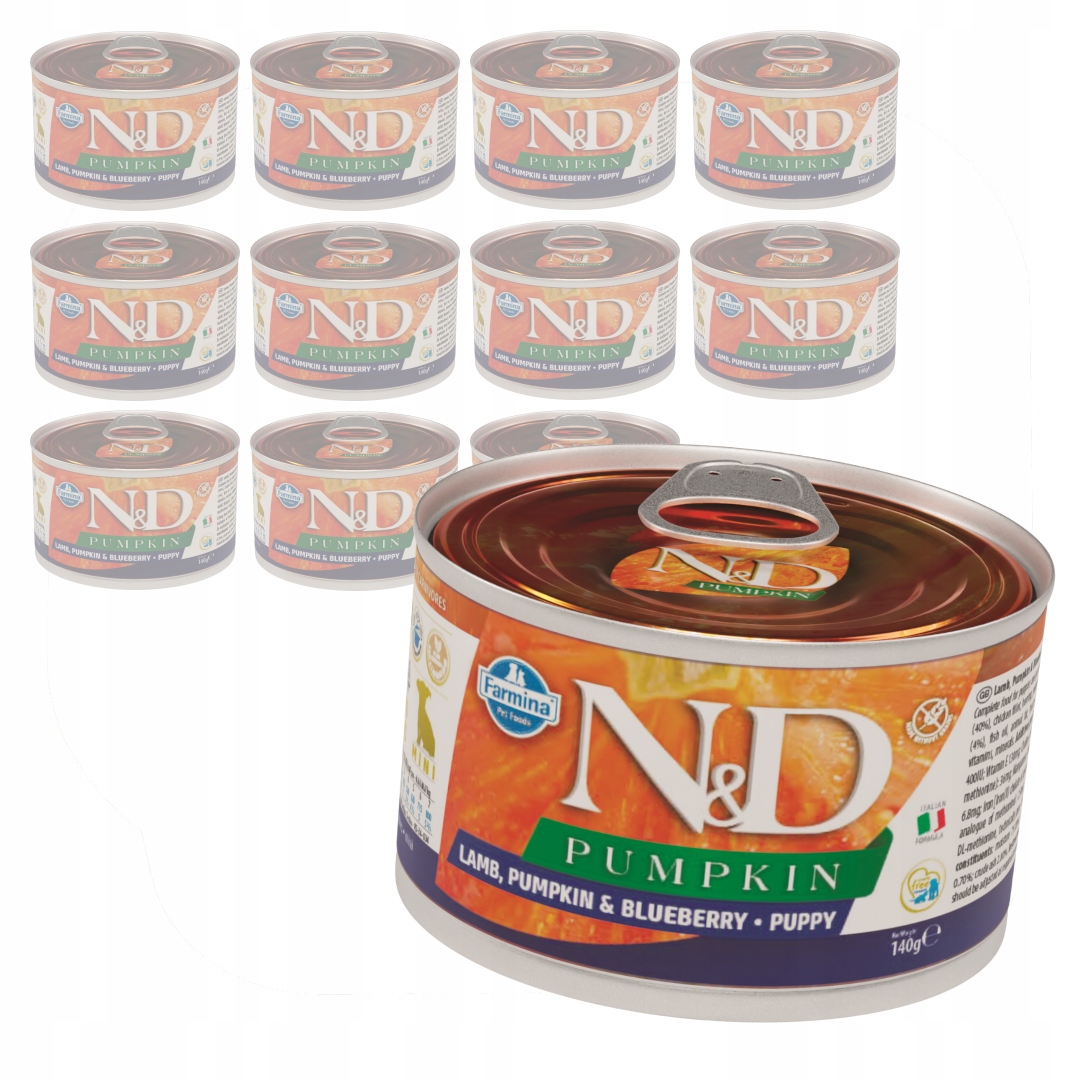 Levně Farmina N&d Dog Puppy 12x140g Krmivo pro štěňata Jehněčí dýně Borůvka