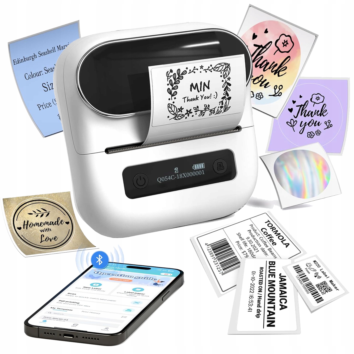 Phomemo M220 samolepiaca termálna tlačiareň štítkov s Bluetooth 80 mm2