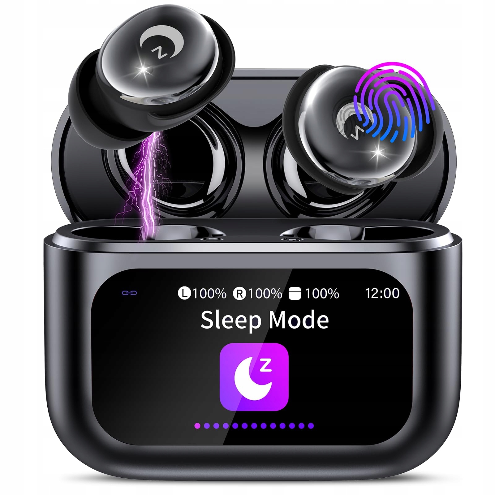 Słuchawki Vekj Led Bluetooth 5.4 HiFi Stereo Czarny 48H Bezprzewodowe