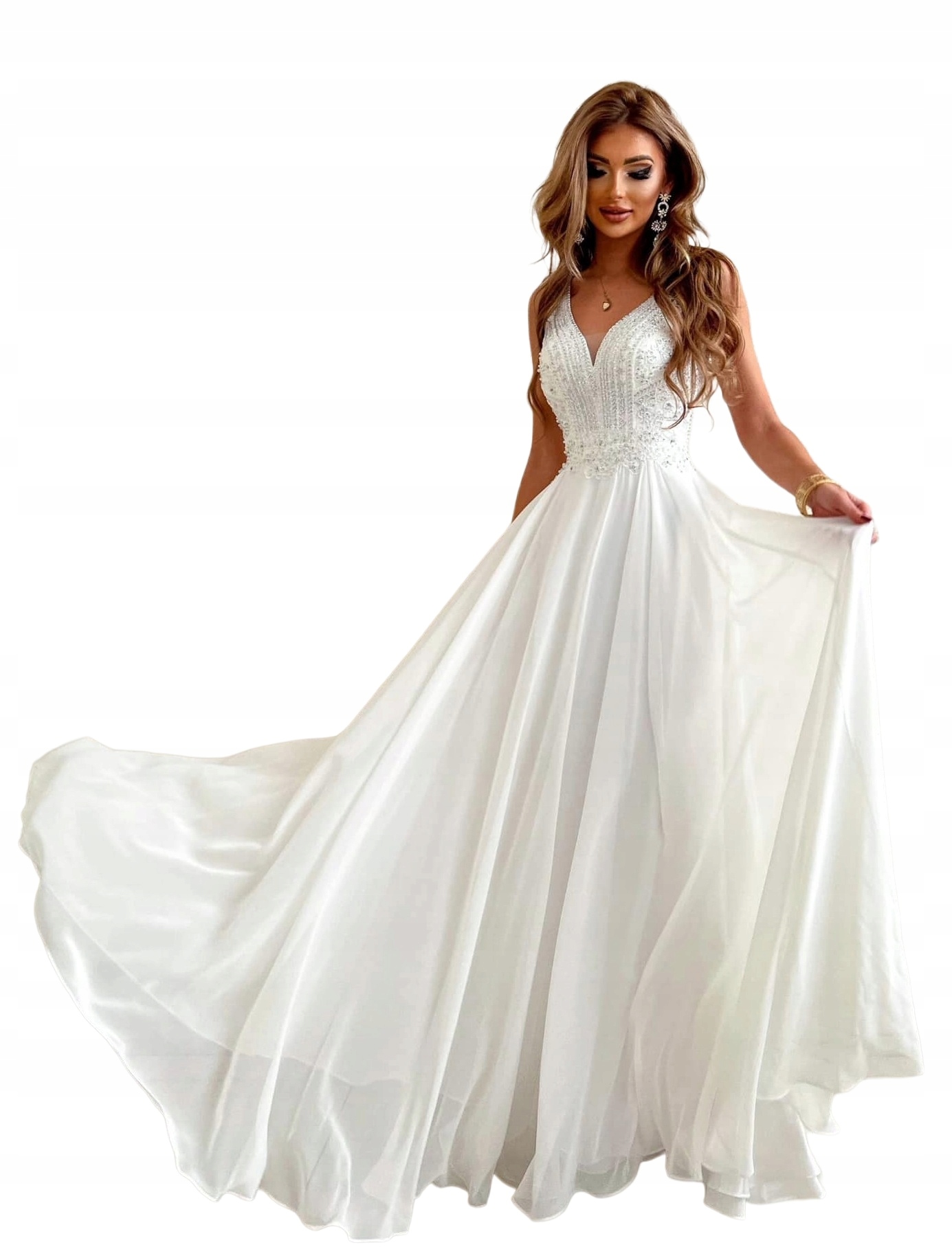 Campari Bílá Dlouhá Svatební Šifonová Sukně L