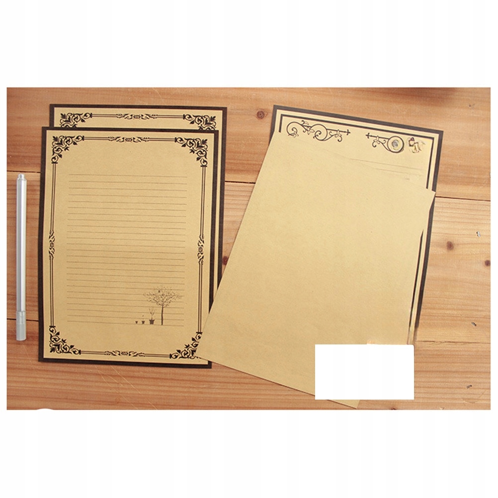 8 SZTUK PAPIERU PAKOWEGO RETRO PAPIER DO PISANIA VINTAGE PAPIER LISTOWY ZESTAW PAPETERII (2