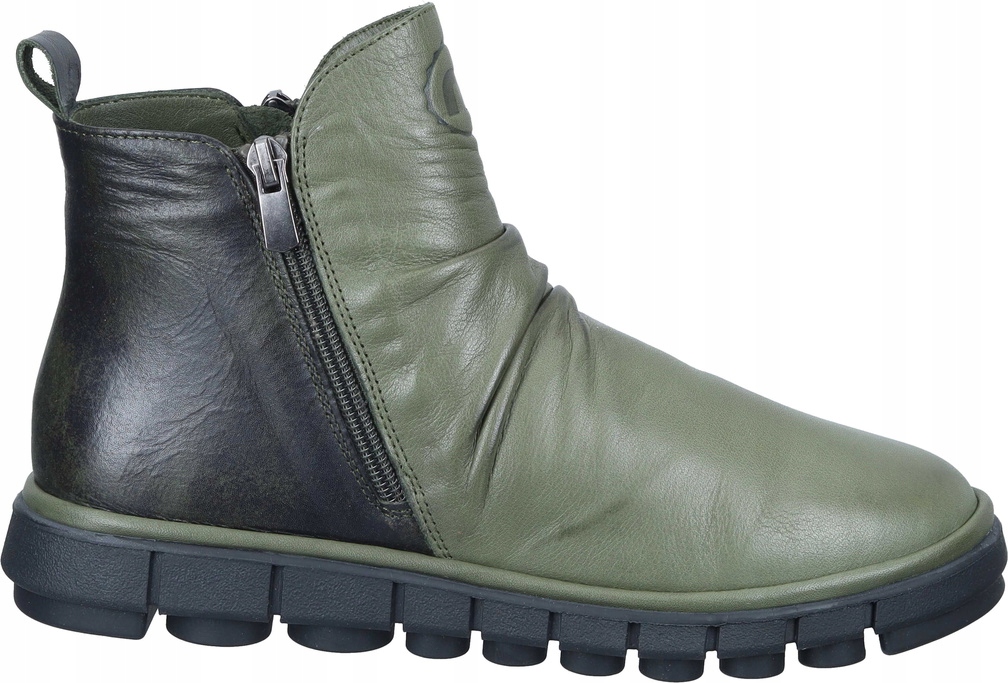 Dámské kotníkové boty kožené zelené na zip Manitu 990680-07 r40